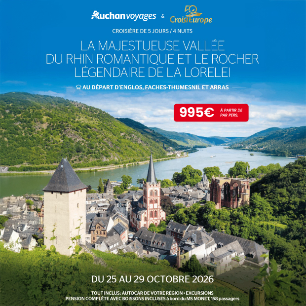 Croisière Rhin 5 jours dès 995€ avec Auchan Voyages x Croisi Europe